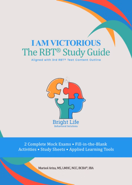 RBT exam study guide book cover for Registered Behavior Technician candidates